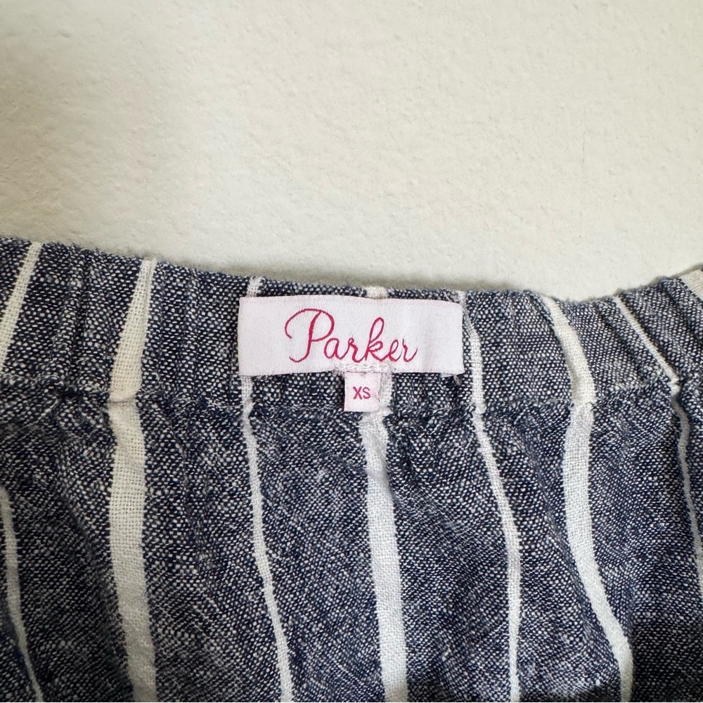 Parker Navy and White Off the Shoulder Striped Top - Picture 5 of 7